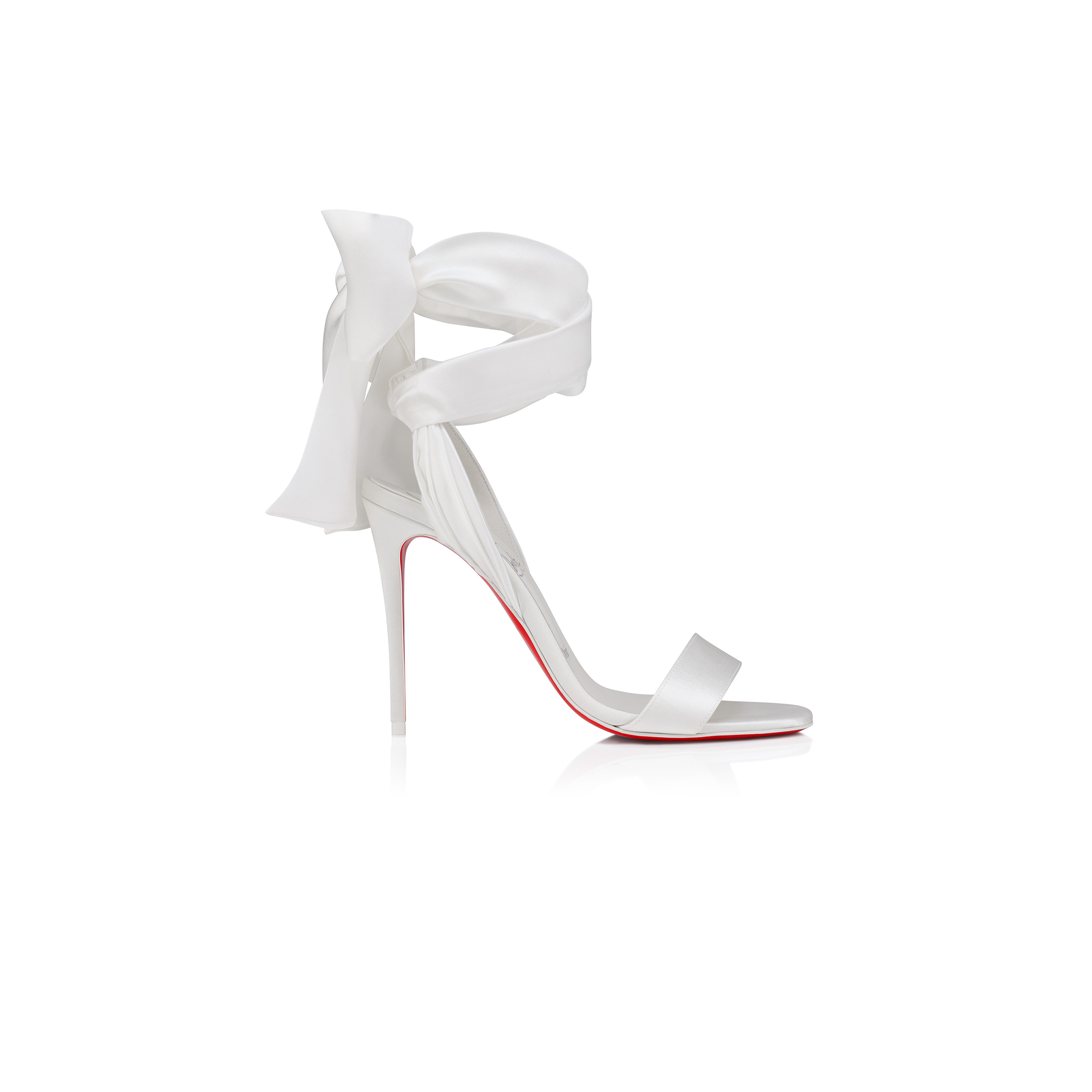 CHRISTIAN LOUBOUTIN SANDALE DU DESERT 100 MM STRAPPY SANDALS CREPE SATIN IVORY WOMEN 3220076W446